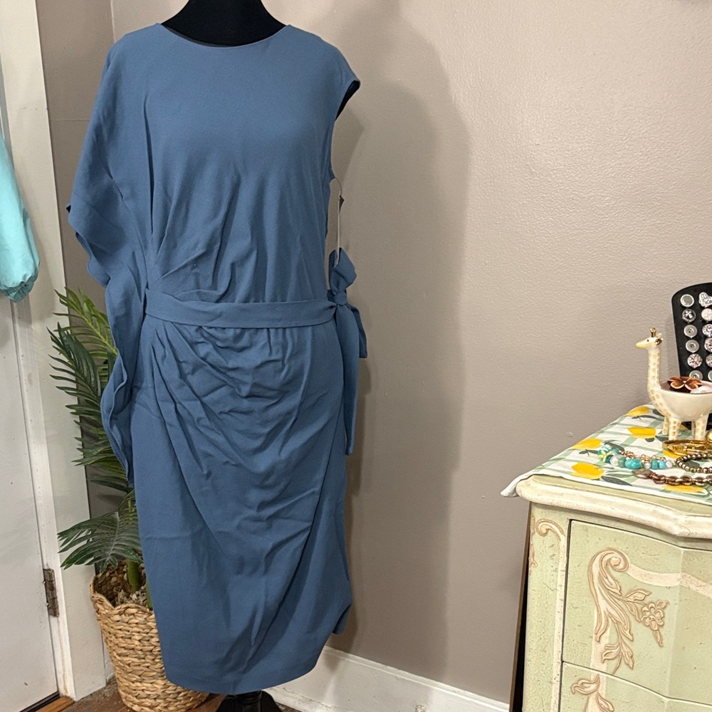 Lafayette 148 New York Asymmetrical Blue Dress women’s size 10 nwt